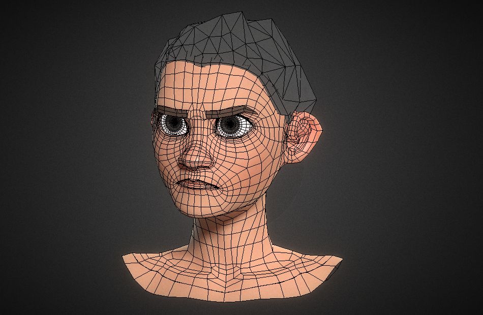 卡通小男孩facial-rig-test半身头部fbx绑定+面部表情动画模型下载插图3