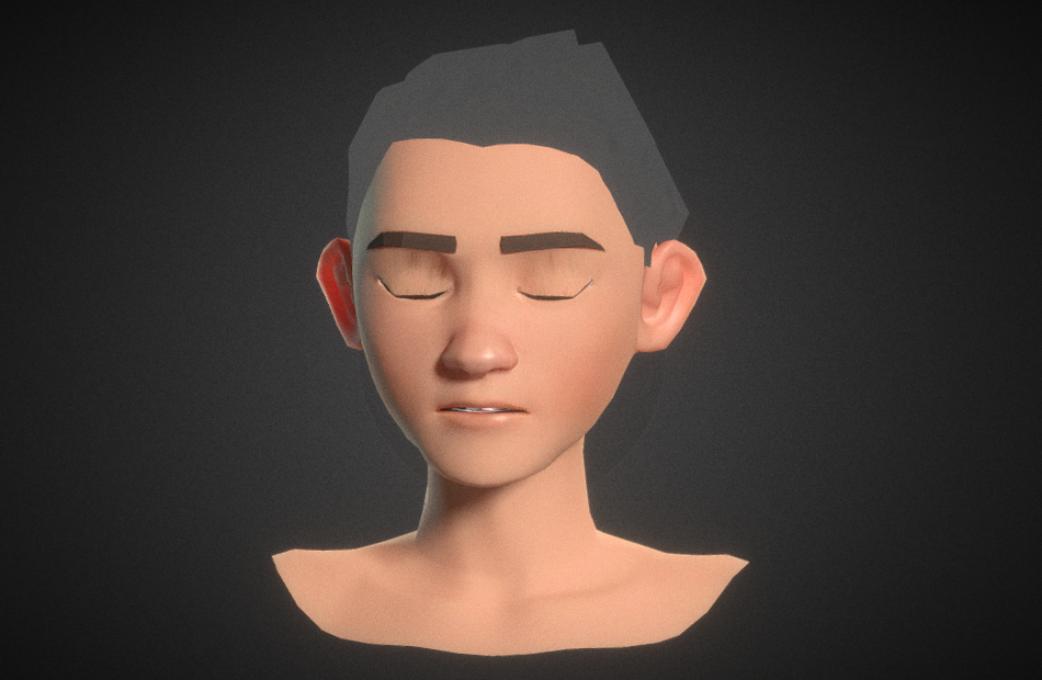 卡通小男孩facial-rig-test半身头部fbx绑定+面部表情动画模型下载插图4