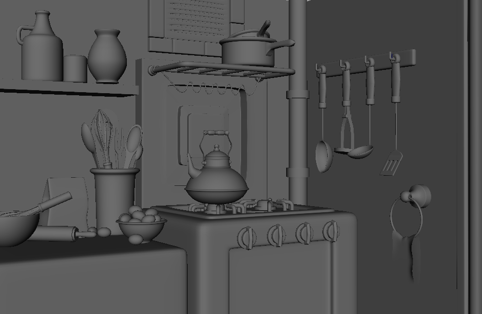 破旧的老房子老旧的厨房一角写实场景maya模型下载插图1