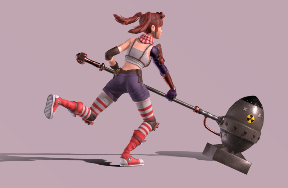 拿大锤子的女孩带有动画的核锤女孩fbx动作游戏模型下载插图2