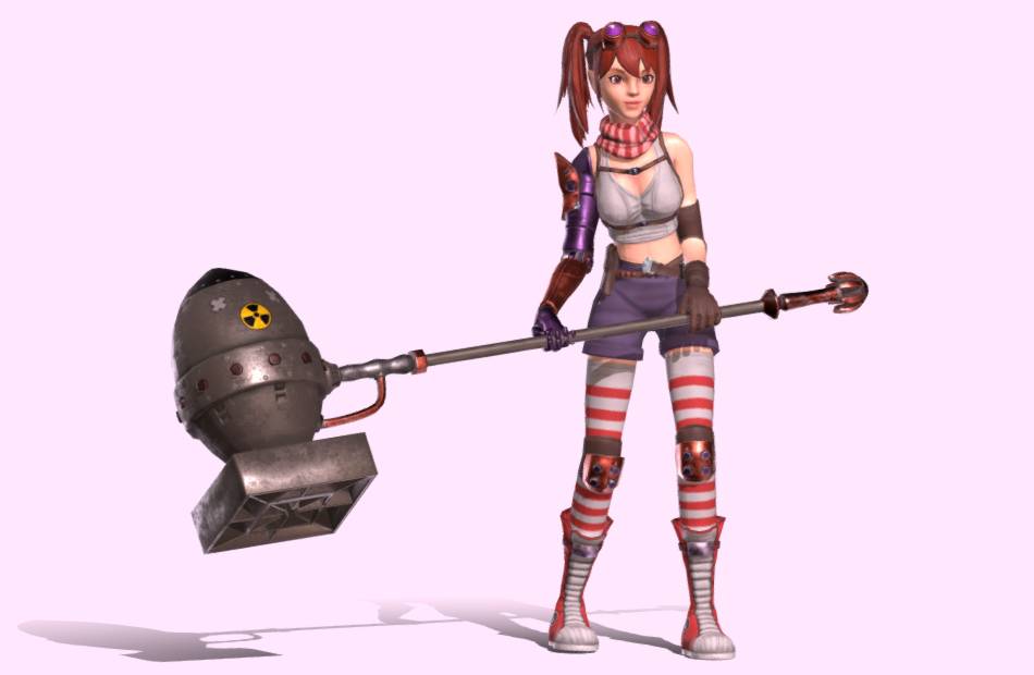 拿大锤子的女孩带有动画的核锤女孩fbx动作游戏模型下载插图