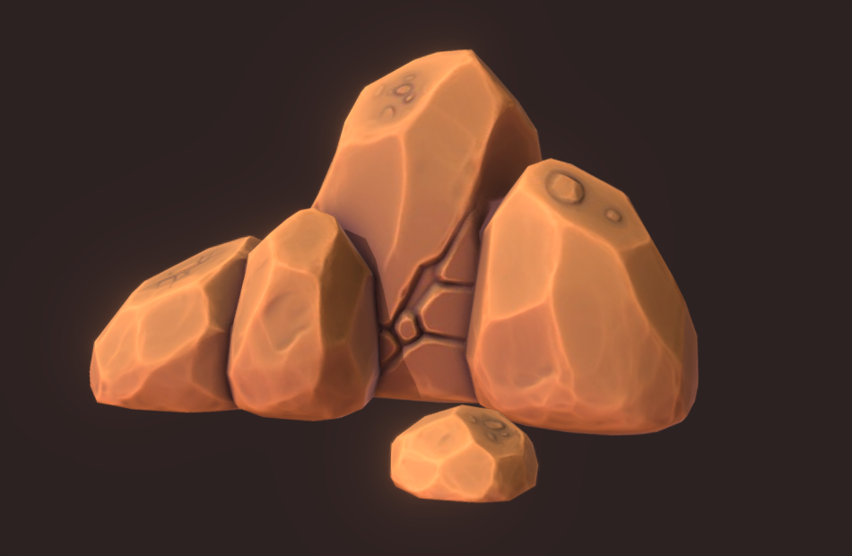 沙漠岩石desert-rocks手绘风格石头3d模型下载插图
