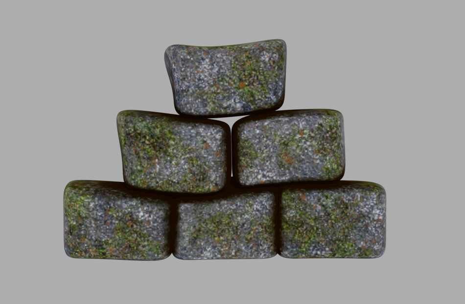 岩石、石砖、青苔砖块、墙砖OBJ模型插图