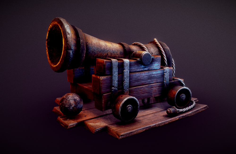 老旧的中世纪古代大炮火炮canon toon写实模型下载插图