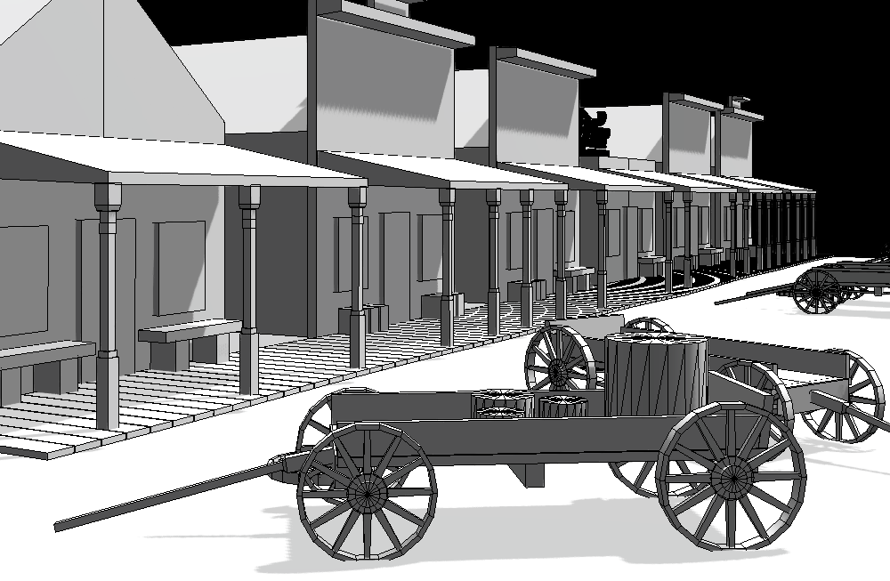 西部小镇街道房子拉货的仓库fbx模型下载插图3