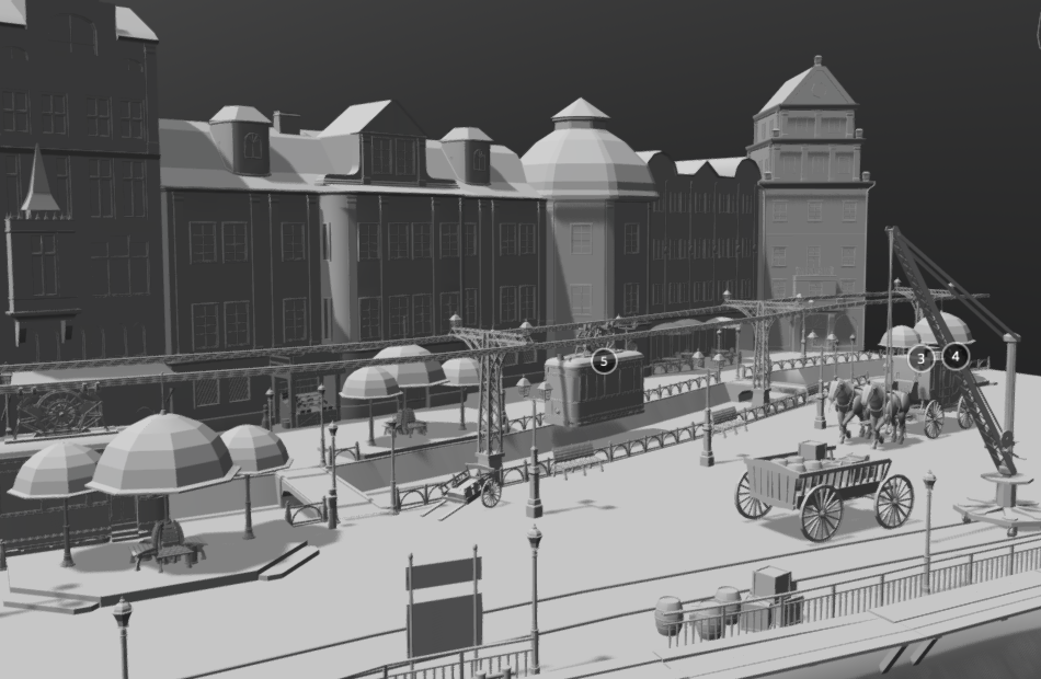 蒸汽朋克空中城市航空站建筑场景OBJ模型插图6