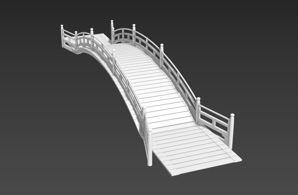 中式木桥古代拱桥古建筑桥梁fbx模型下载插图2