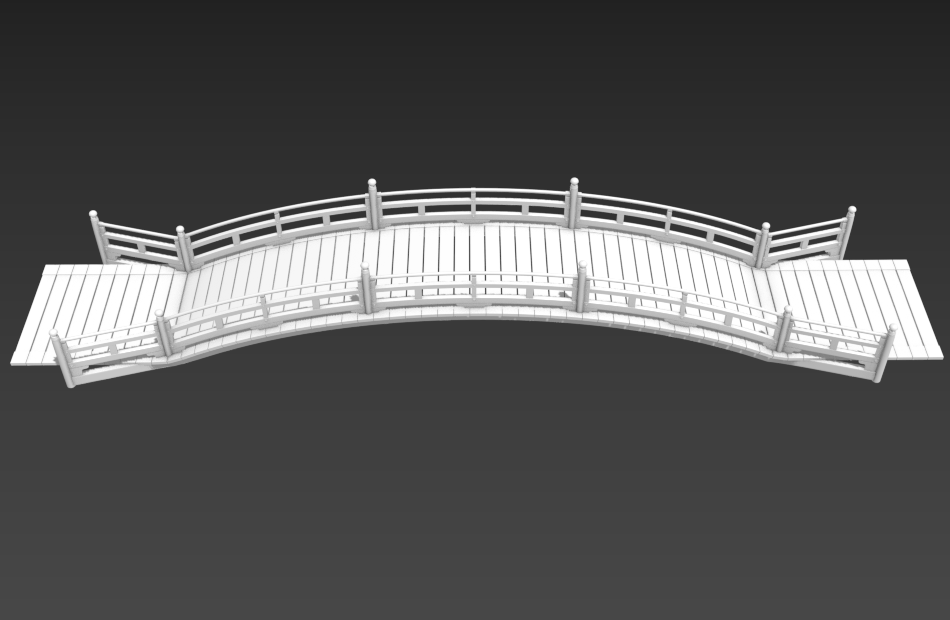 中式木桥古代拱桥古建筑桥梁fbx模型下载插图1