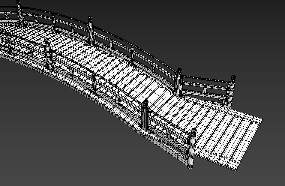 中式木桥古代拱桥古建筑桥梁fbx模型下载插图3
