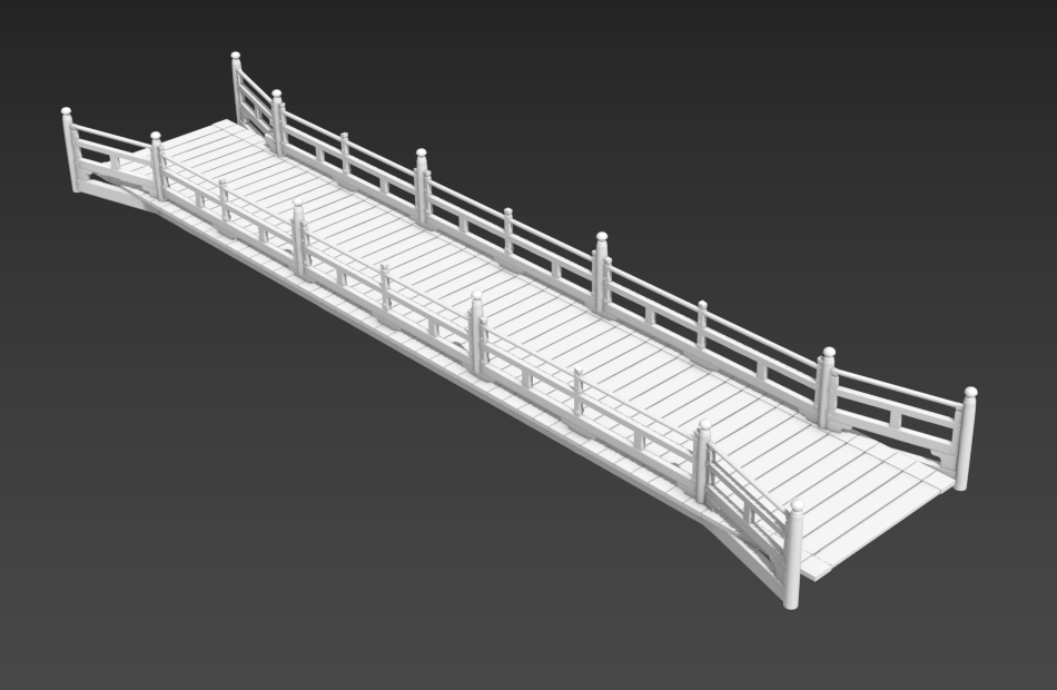 桥木桥中式木桥中式建筑仿古建筑fbx模型插图