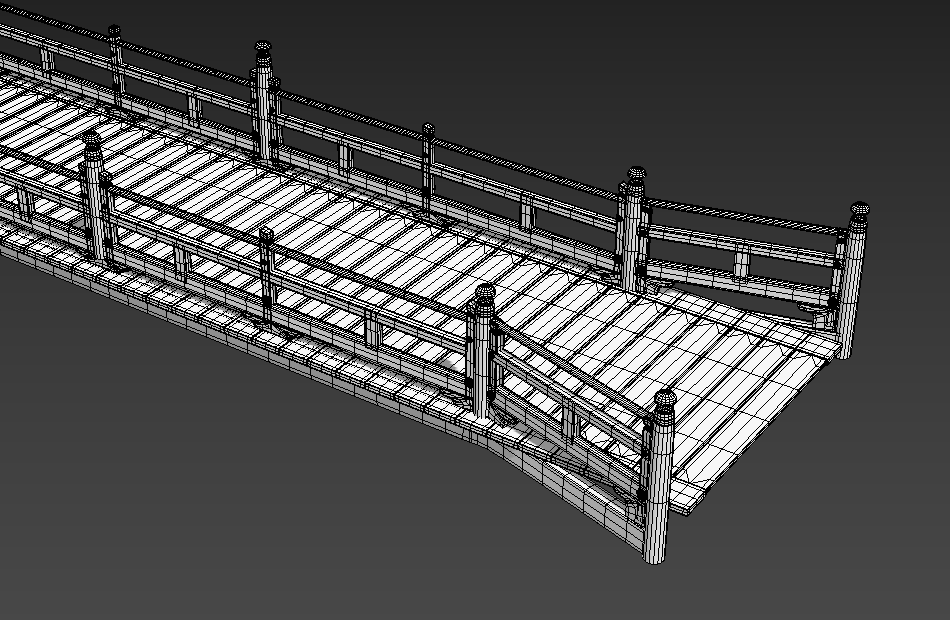 桥木桥中式木桥中式建筑仿古建筑fbx模型插图2