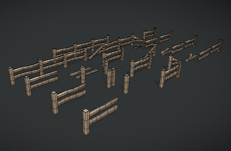 围栏木栏杆栅栏木头fbx模型下载插图2
