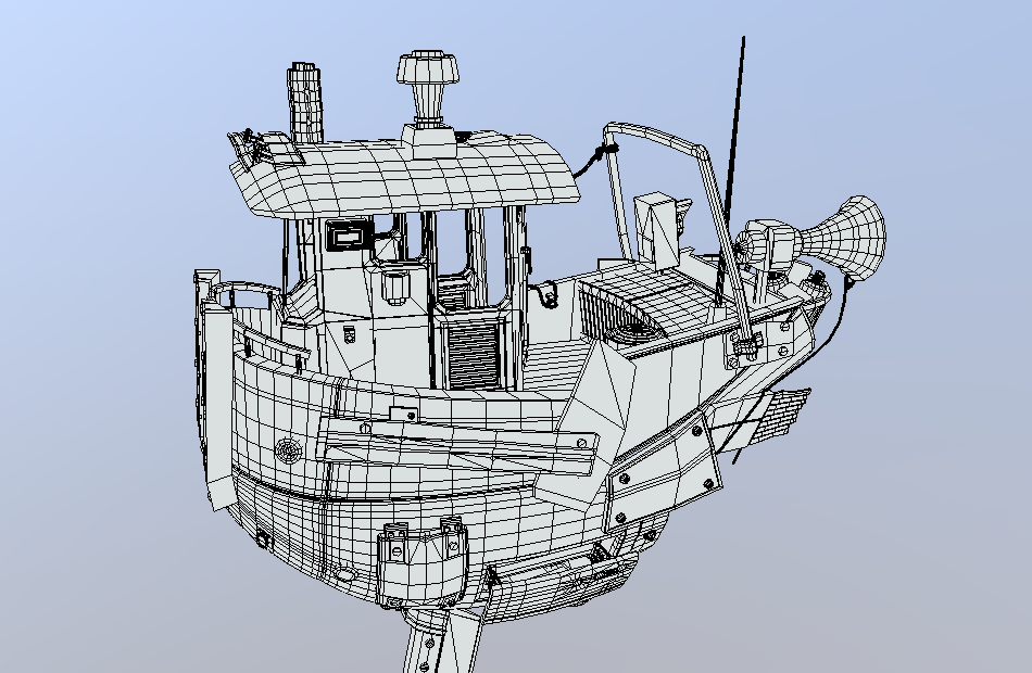 老旧的渔船空中飞船OBJ模型下载插图3