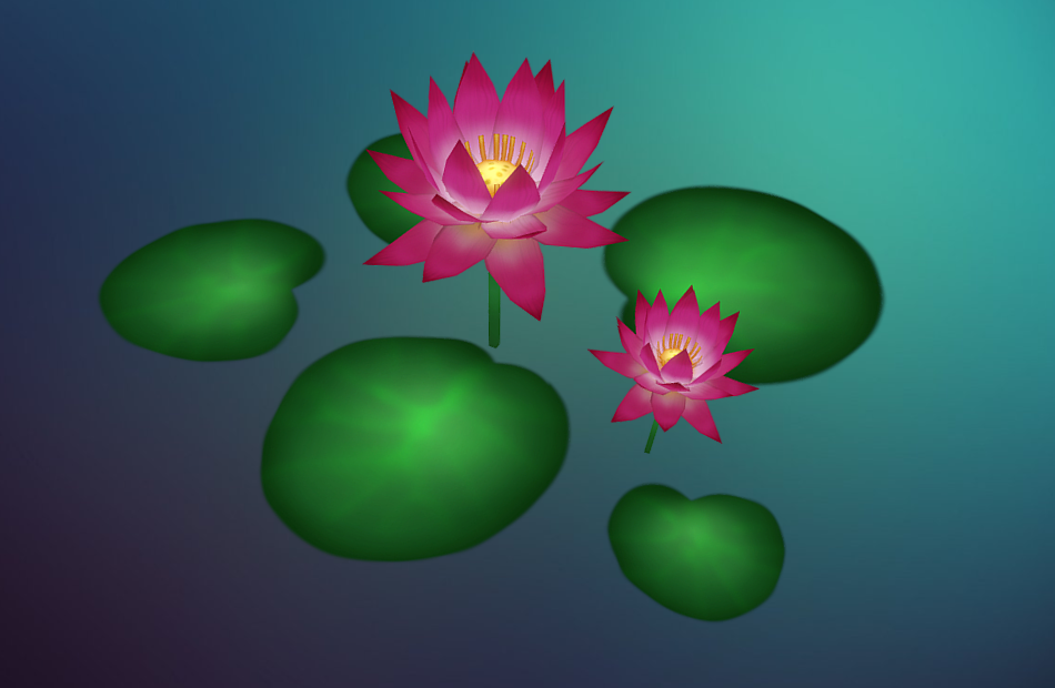 手绘莲花植物fbx模型下载插图