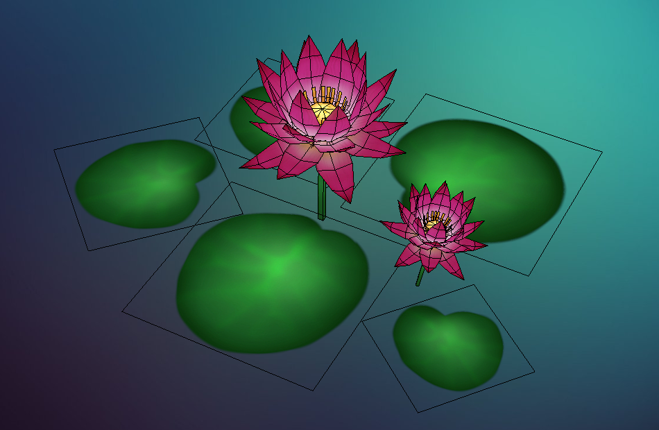 手绘莲花植物fbx模型下载插图1