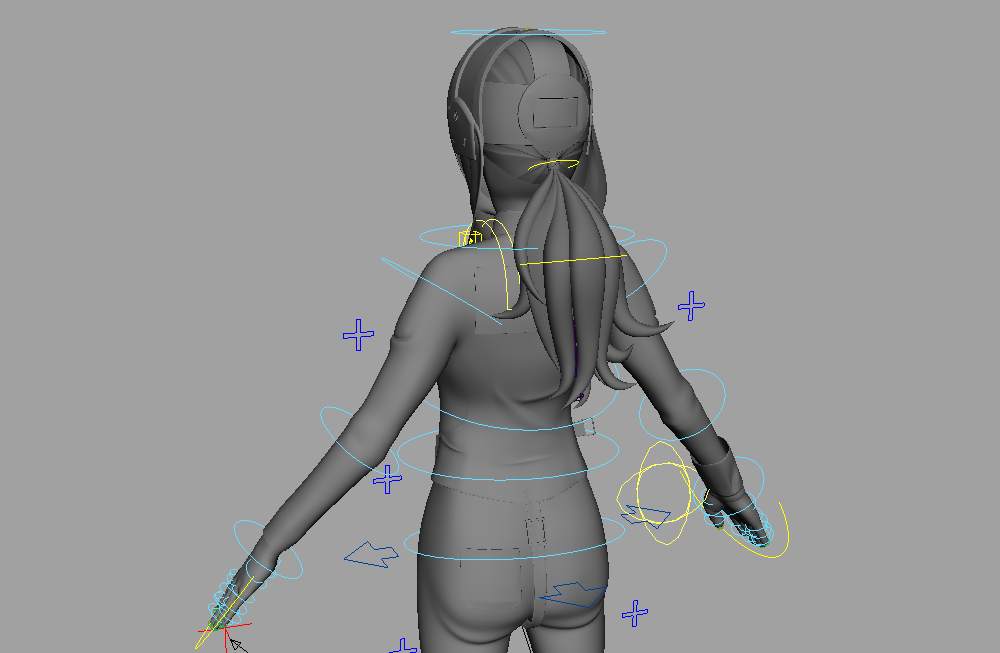 头带面罩的击剑yananqi_rig4_xiu女孩maya绑定模型下载插图4