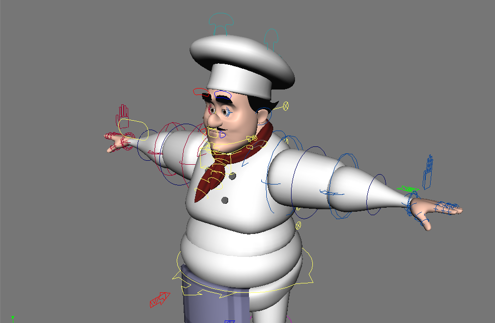 胖胖的厨师卡通人物maya绑定模型下载插图1