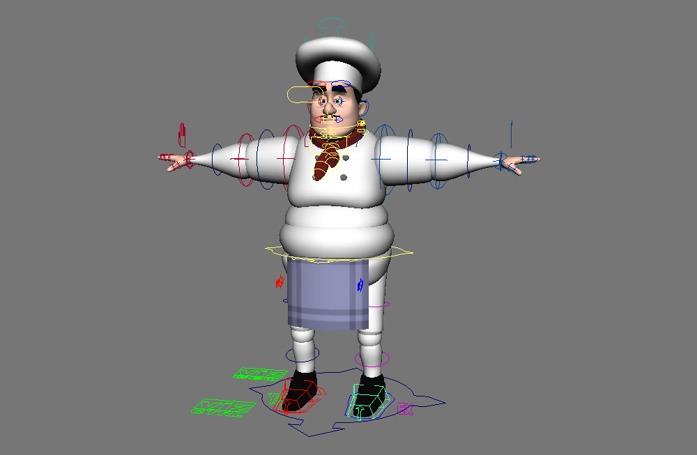 胖胖的厨师卡通人物maya绑定模型下载插图