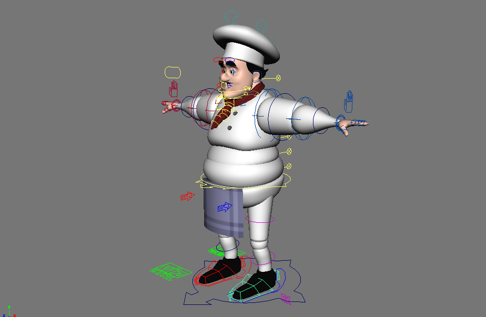 胖胖的厨师卡通人物maya绑定模型下载插图4