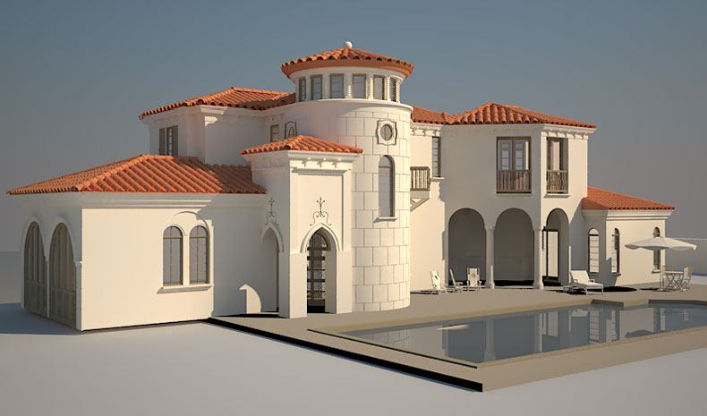 别墅建筑OBJ模型下载插图