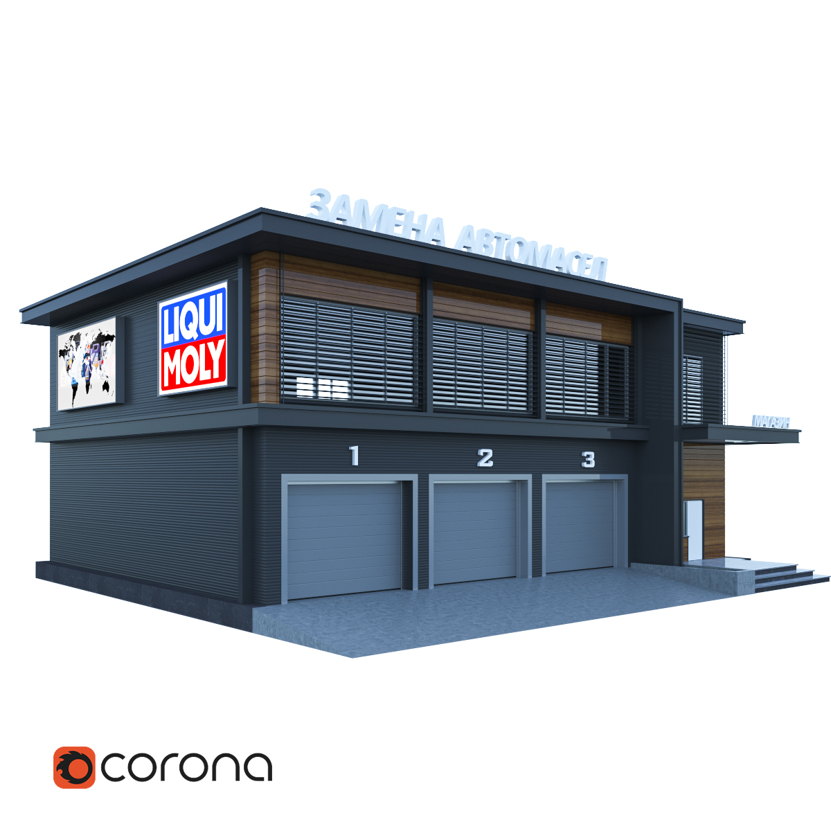 高速公路服务站商店建筑模型下载插图