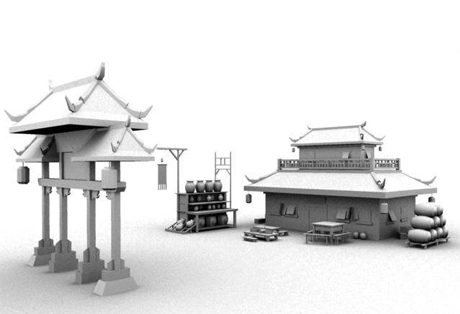 中国古建筑驿站酒馆餐馆maya模型下载插图