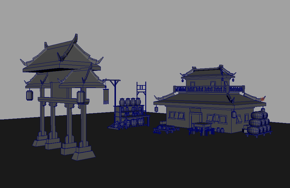 中国古建筑驿站酒馆餐馆maya模型下载插图1