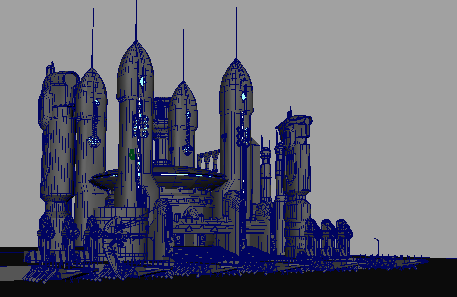 水上科幻城堡未来城建筑maya模型下载插图1