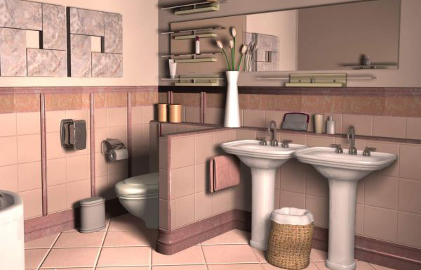 室内厕所场景maya模型下载插图
