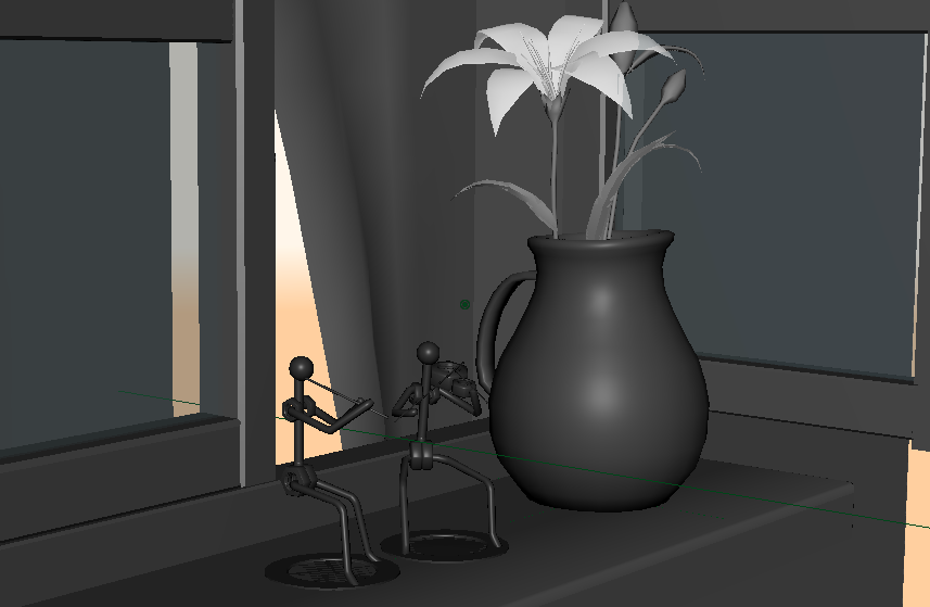 一个旧阳台窗台花盆场景maya模型插图1