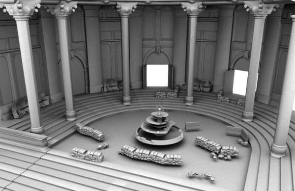 战争机器大厅罗马石柱游戏场景maya模型下载插图1