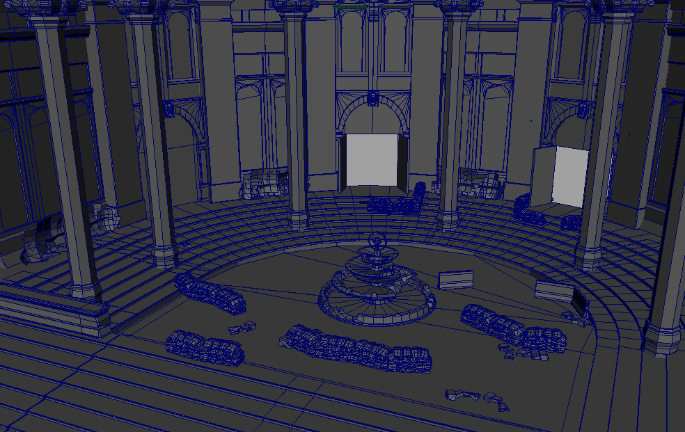 战争机器大厅罗马石柱游戏场景maya模型下载插图