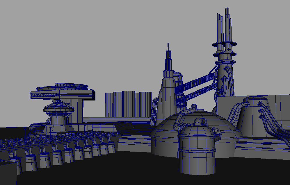 科幻风格太空站机械码头科幻堡垒maya模型下载插图1