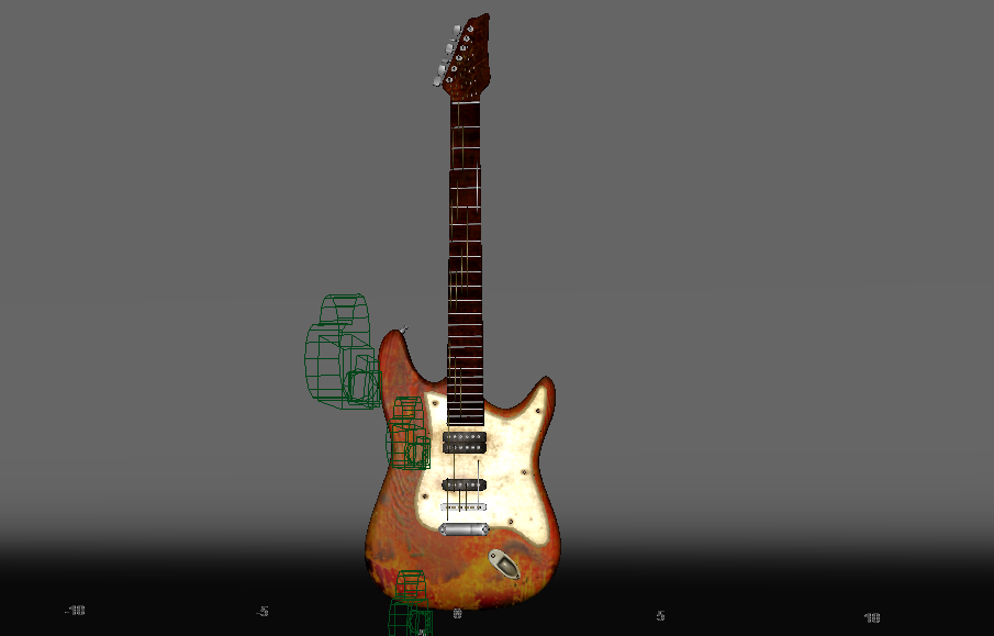 老旧的木纹吉他写实模型免费下载插图2