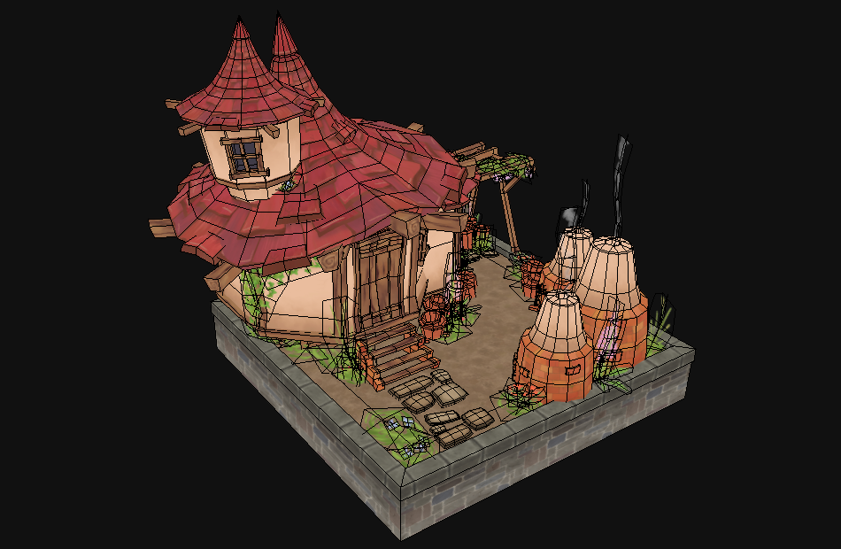 烧陶瓷的房子砖窑红屋顶小房子fbx模型下载插图3