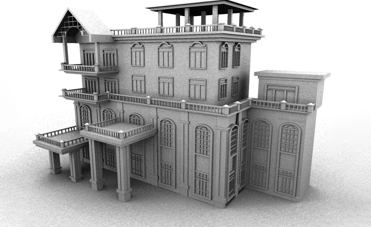 欧式住宅建筑西式花园洋房maya模型插图