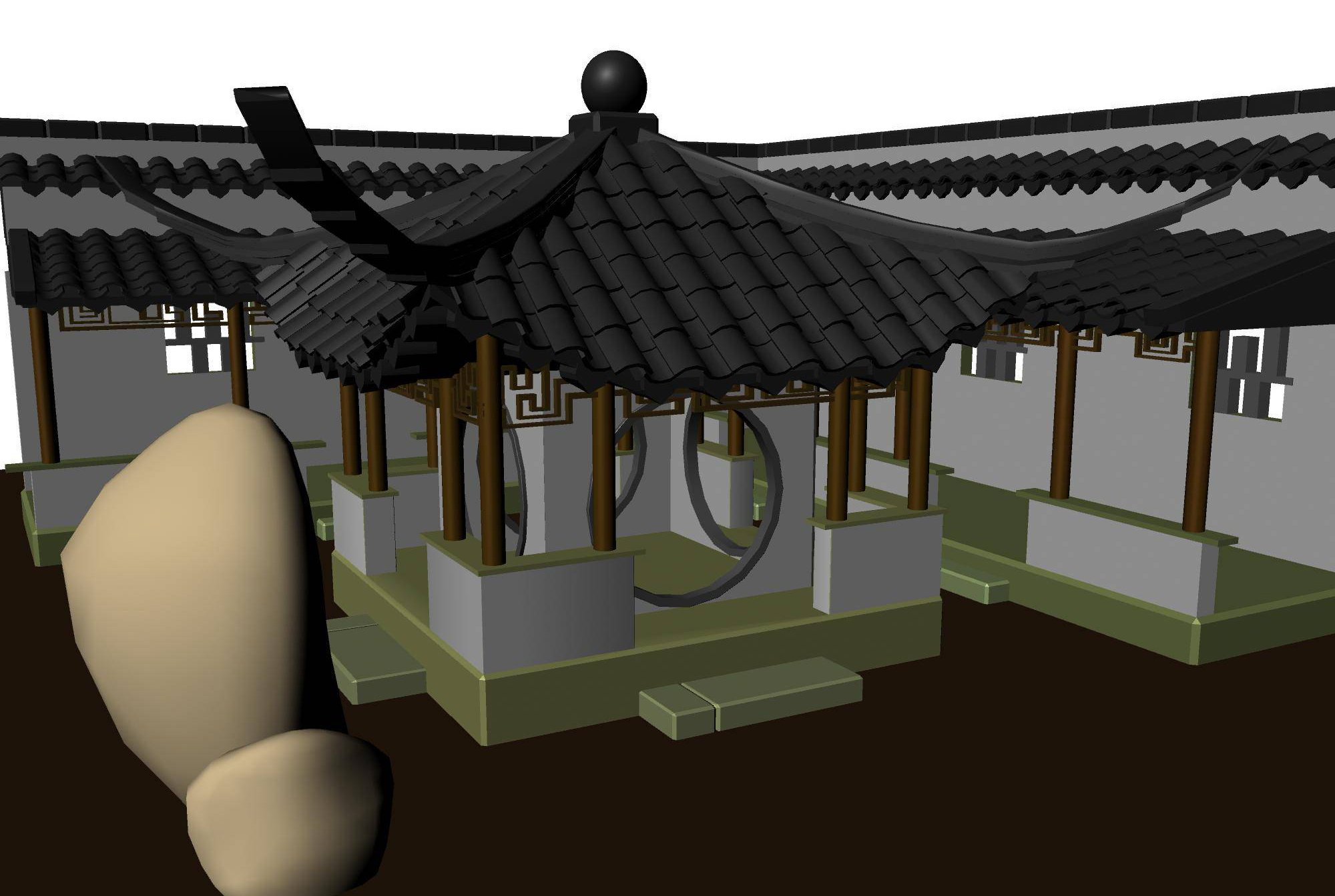 中式园林一角maya模型下载插图1