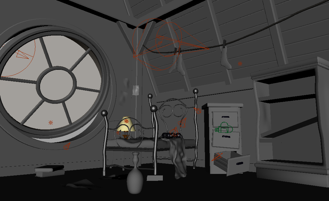 月光下阴森恐怖的阁楼室内场景maya模型下载插图2