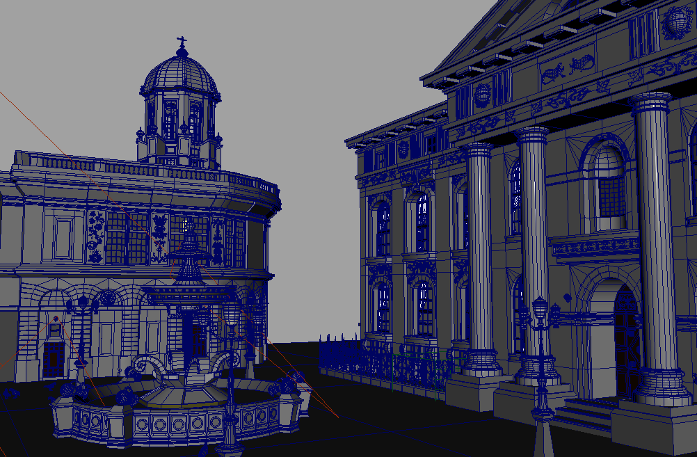 户外广场喷泉建筑场景maya模型下载插图2