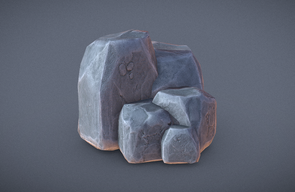 灰色岩石石头fbx模型下载插图