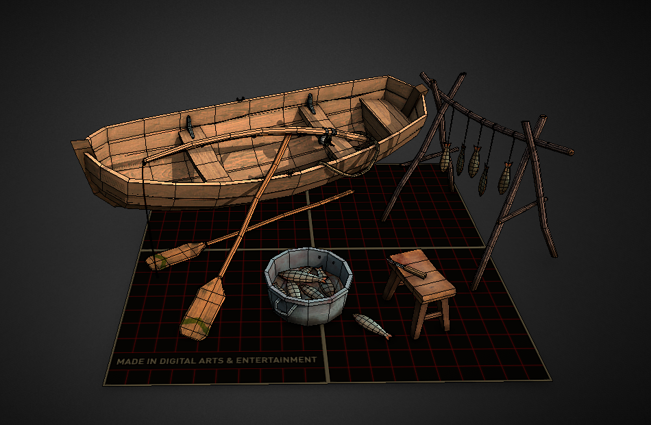 码头渔夫渔船卖鱼道具组合fbx模型下载插图1