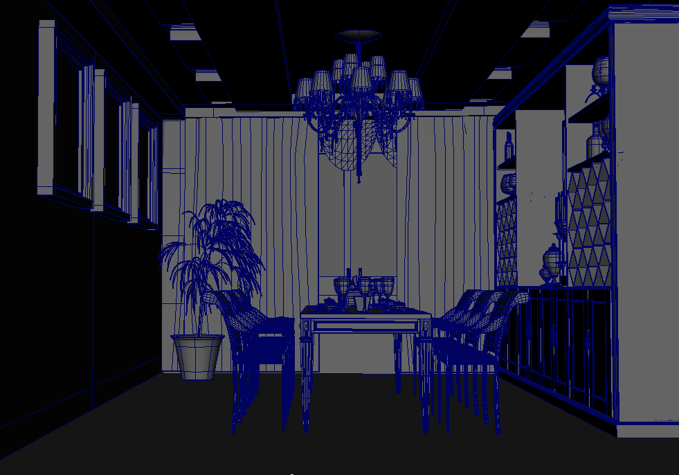 现代餐厅餐桌maya室内场景模型免费下载插图2