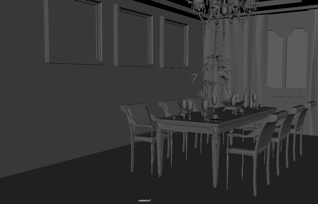 现代餐厅餐桌maya室内场景模型免费下载插图