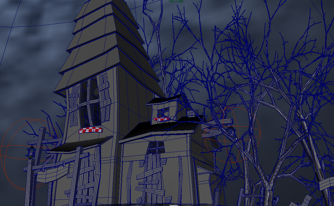 山坡上的鬼屋墓场恐怖木屋maya模型下载插图2