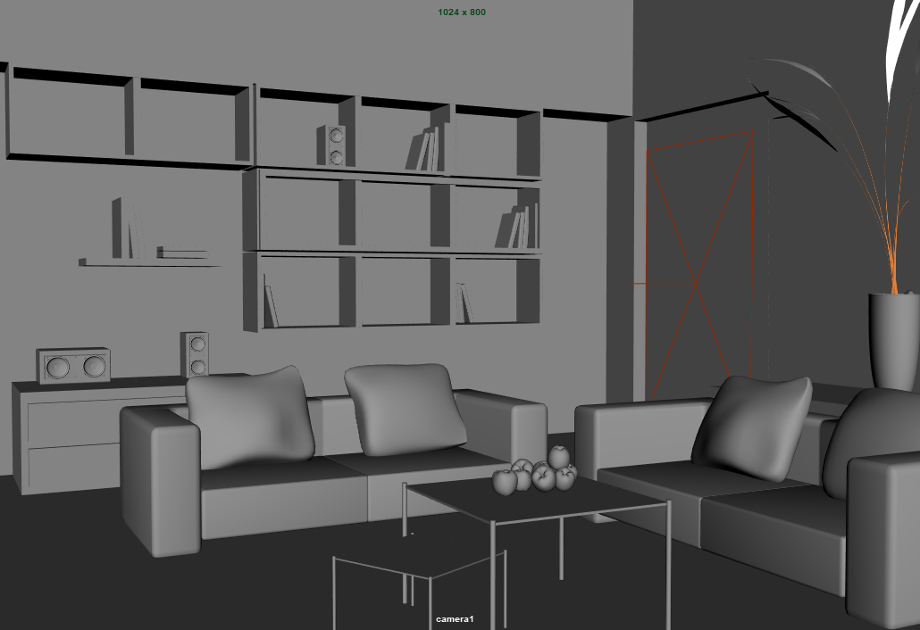 客厅茶几沙发电视柜室内场景maya模型下载插图