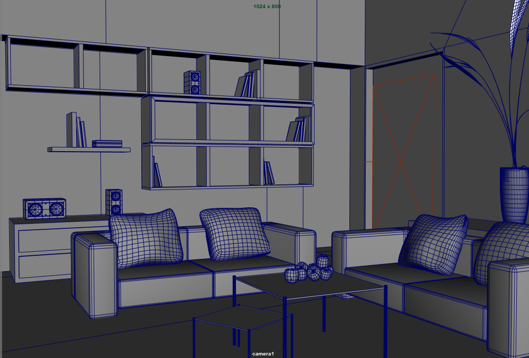 客厅茶几沙发电视柜室内场景maya模型下载插图1