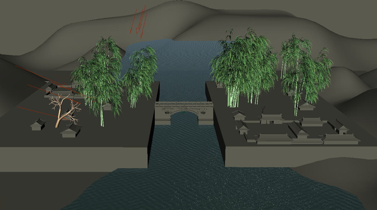 中式园林古代桥竹林古建筑园林景观maya模型下载插图1