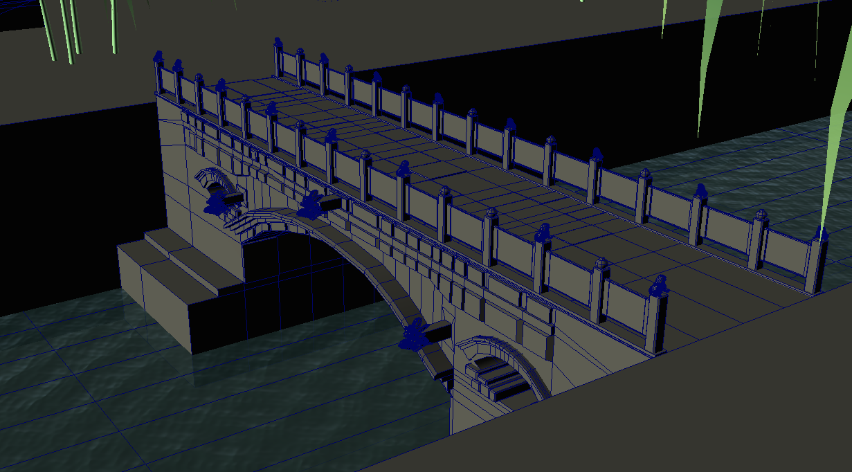 中式园林古代桥竹林古建筑园林景观maya模型下载插图2