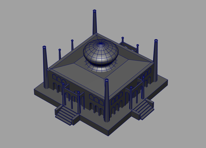 阿拉伯式的圆顶城堡房屋MAYA模型插图1
