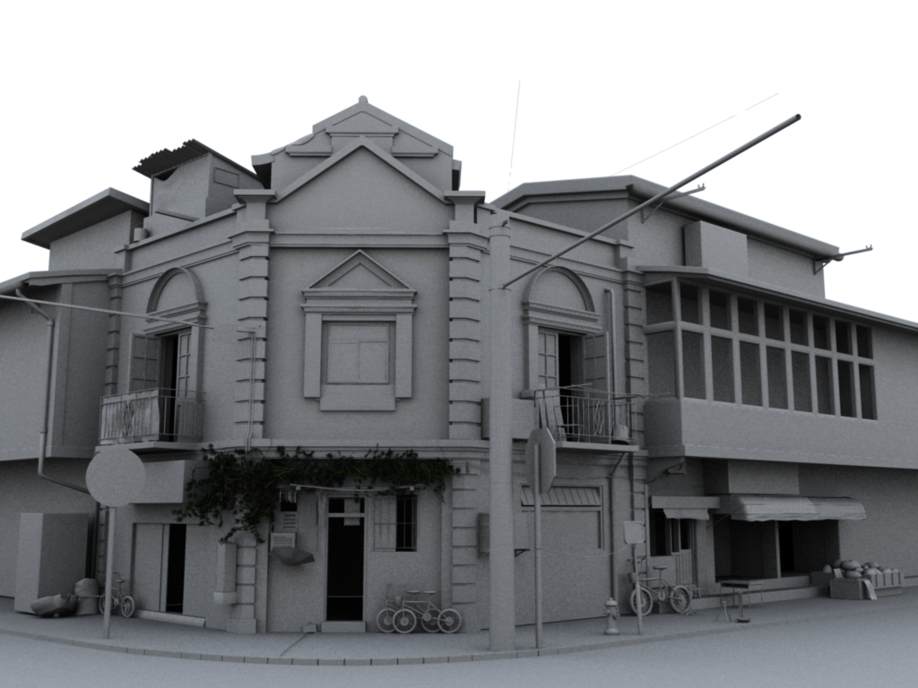 城市商业街街道建筑场景maya模型下载插图